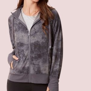 DANSKIN Marble Gray Fleece Hoodie Jacket Size L/G